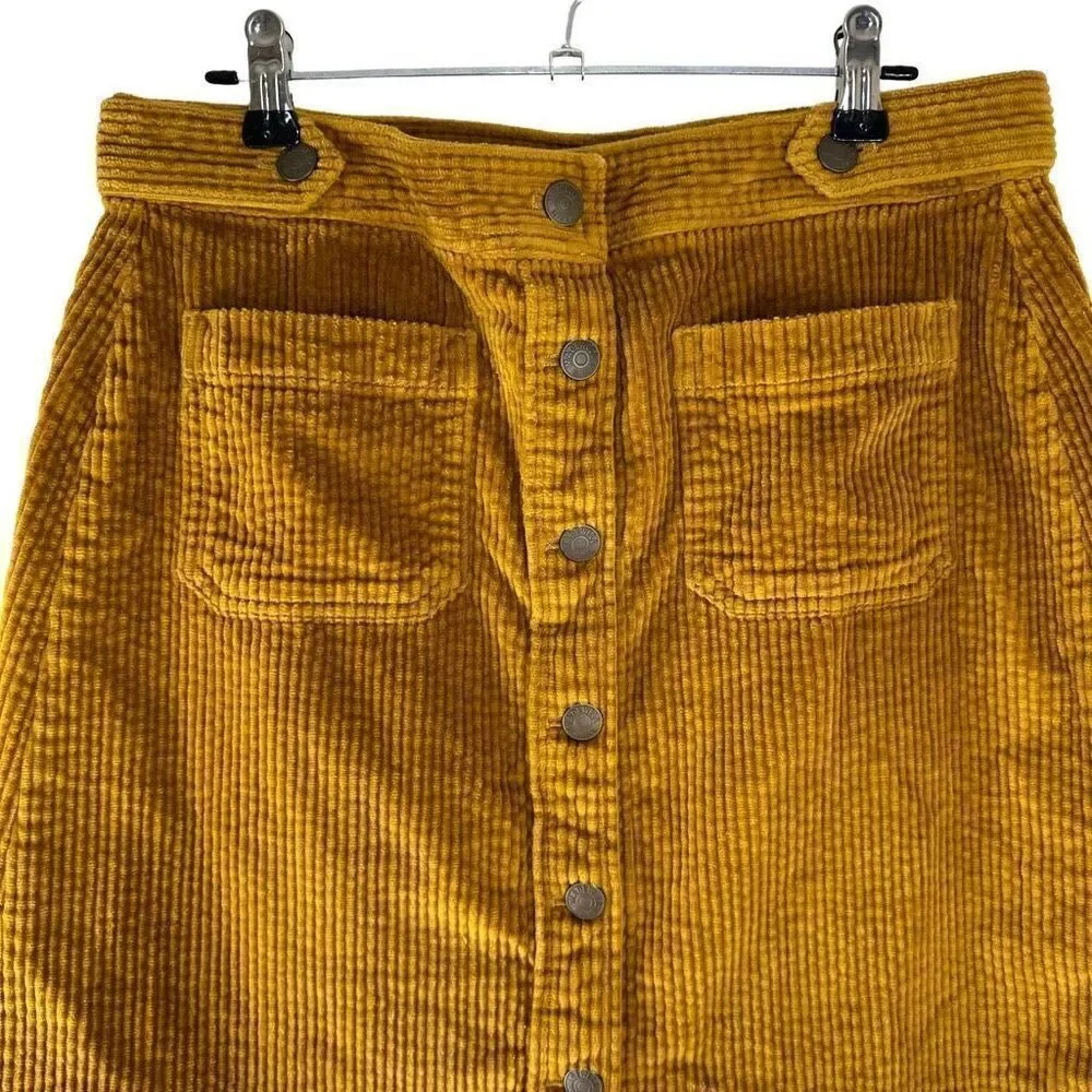 Madewell Corduroy Patch Pocket A-line Mini Skirt‎ w Button Front Womens 8